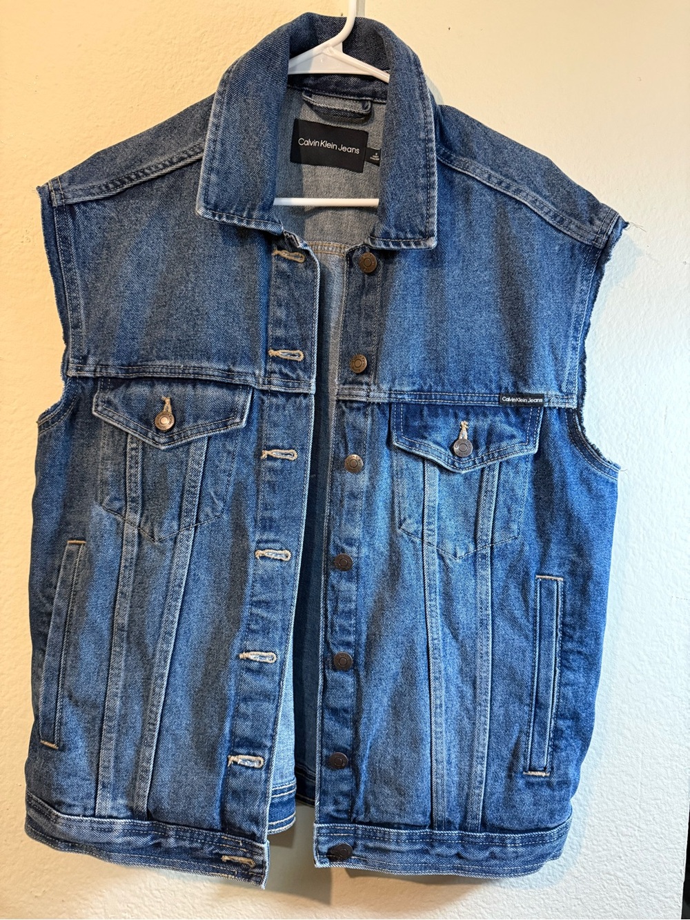 Calvin Klein Womens Medium Blue Denim Vest